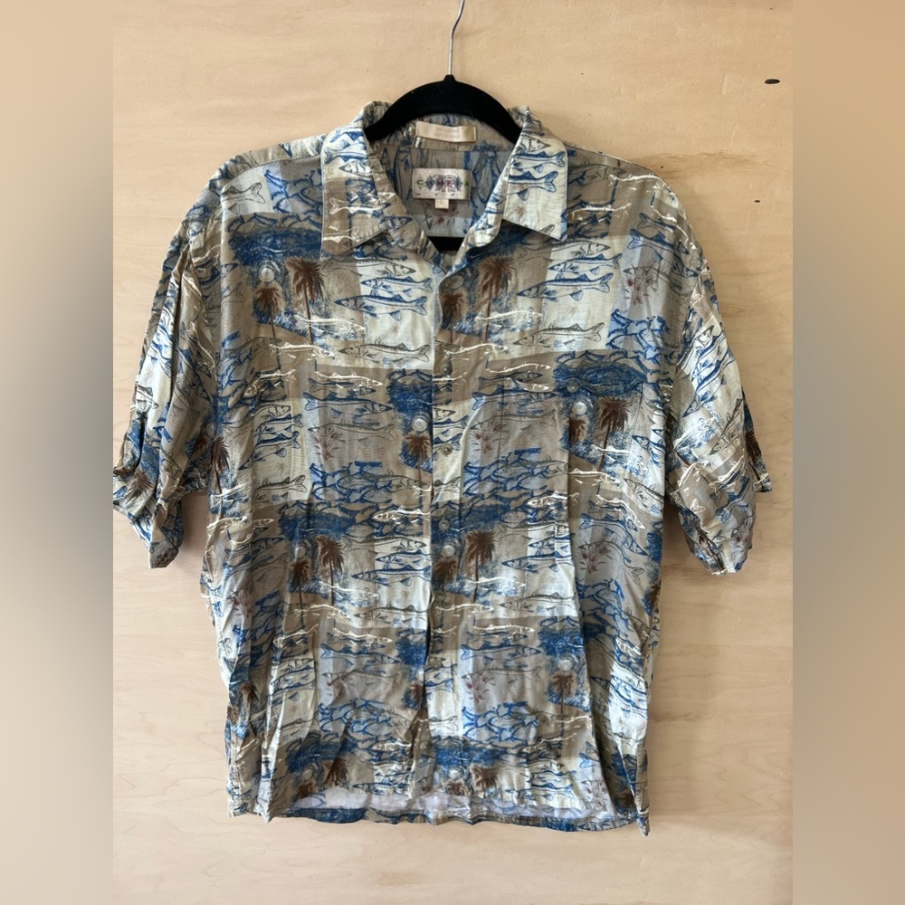 Men’s Campia Moda Button Down Short Sleeve Shirt (Size L)